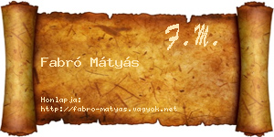 Fabró Mátyás névjegykártya